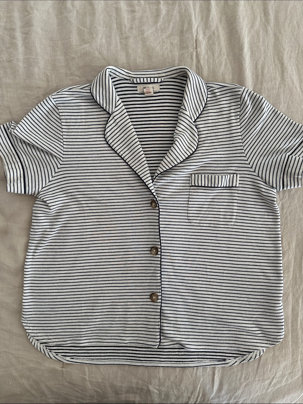 Madewell Knit Striped Navy Button Down Lounge Pajama Shirt